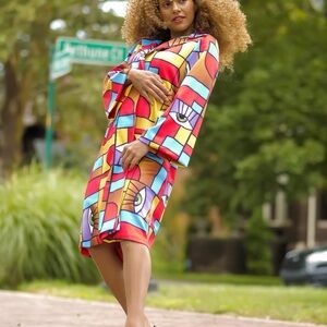 Colorful Geometric Eye 👁️ Pattern Jacket Large